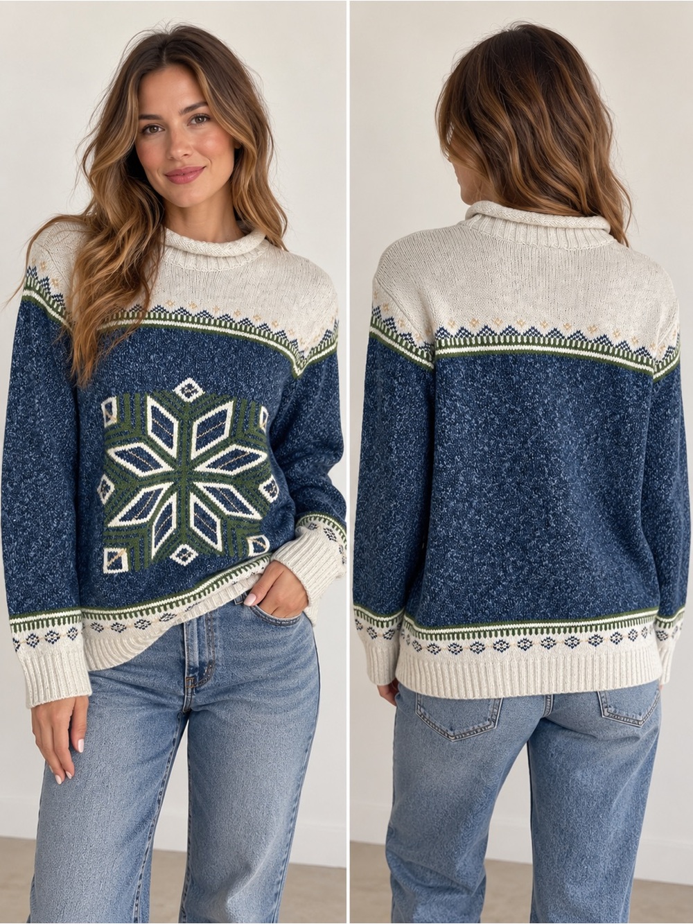Liz Claiborne Lizwear petite Nordic knit sweater Rolled neck - Petite Small